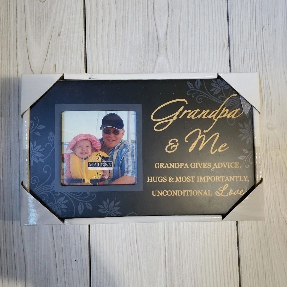 Malden Grandpa & Me Black 3x3 Photo Frame NWT